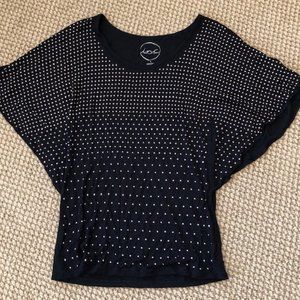 INC Gold Studded Black Dolman Rayon Top Size S